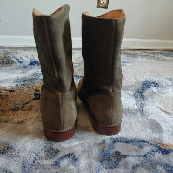 Jack Rogers Olive Suede Embellished Mid Calf Booties 9.5 - Picture 5 of 15